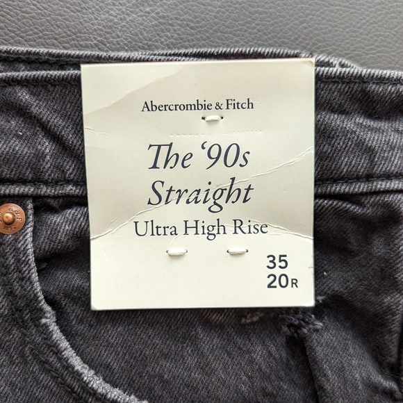 Abercrombie Ultra High Rise 90s Straight Jean - Black Distressed - Picture 10 of 10